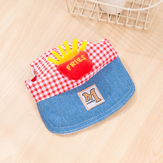 Pet hat cute pet dog exposed ears anti shedding adjustable basin hat small dog