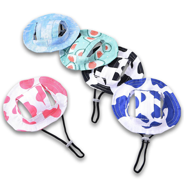 Pet hat cute pet dog exposed ears anti shedding adjustable basin hat small dog