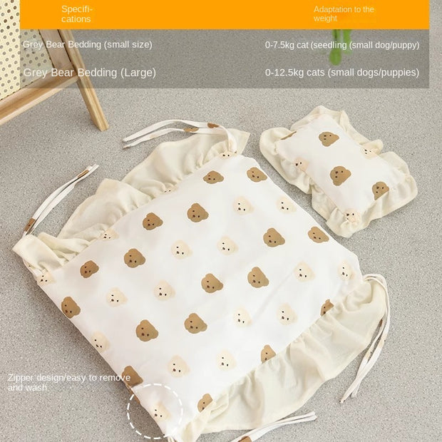 Cat Bed Universal Pet Bed Pet Nest Dog Nest Removable Solid Wood Bed Cute Kitten Princess Bed Pet Supplies