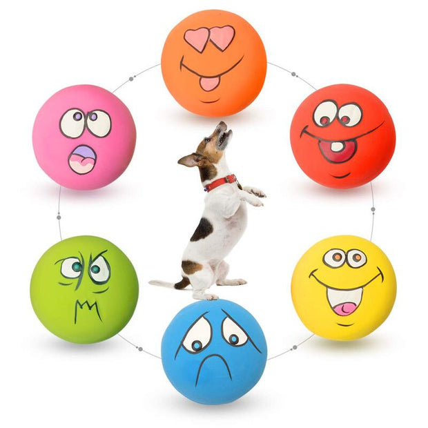 6-Piece Pet Toy Set: Dog Latex Squeaky Toy + Soft Rubber Funny Face Chew Ball + Training Interactive Toy