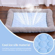 Cooling pet mats for dogs & cats (puppies/kittens): ice silk, breathable, soft summer pads in pink/blue.